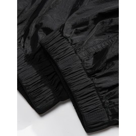 Men's Casual Nylon Cargo Pants with Multiple Pockets - Loose Fit, Solid Color for Spring/Fall