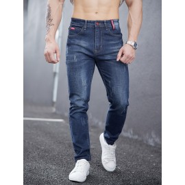 Men's Casual Skinny Jeans, Chic Street Style Stretch Jeans