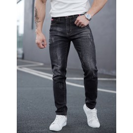 Men's Casual Skinny Jeans, Chic Street Style Stretch Jeans