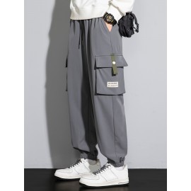 Men's Casual Flap Pocket Thin Cargo Pants, Chic Loose Fit Joggers For Outdoor Activities