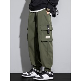Men's Casual Flap Pocket Thin Cargo Pants, Chic Loose Fit Joggers For Outdoor Activities