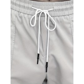 Men's Cargo Pants, Fashionable Casual Workwear, Polyester, Solid Color, Non-Stretch, Regular Fit, Woven Fabric, Novelty Clothing for Men