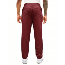 1pc Men'S Casual Cotton Drawstring Pants - Solid Color, Non-Stretch Fabric, Regular Fit, All-Season Straight Leg Cargo Trousers