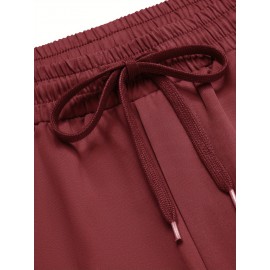 1pc Men'S Casual Cotton Drawstring Pants - Solid Color, Non-Stretch Fabric, Regular Fit, All-Season Straight Leg Cargo Trousers