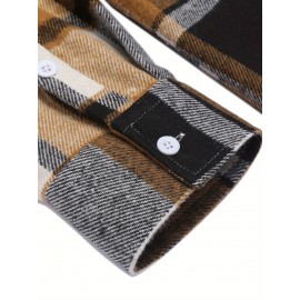 Mens Flannel Shirt Long Sleeve Plaid Jacket Casual Button Down Shirts Shacket