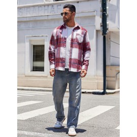 Mens Flannel Shirt Long Sleeve Plaid Jacket Casual Button Down Shirts Shacket