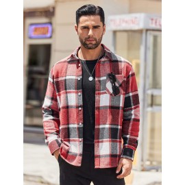 Mens Flannel Shirt Long Sleeve Plaid Jacket Casual Button Down Shirts Shacket