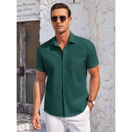 Mens Summer Beach Shirt Short Sleeve Shirts Casual Button Down Shirts Wrinkle Free