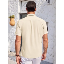 Mens Summer Beach Shirt Short Sleeve Shirts Casual Button Down Shirts Wrinkle Free