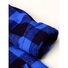 Men's Casual Long Sleeved Shirt, With A Collar Design And Checkered Pattern That Exudes Vitality, And Pocket Design That Is More Convenient.