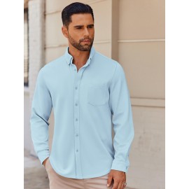 Men'S Long Sleeve Wrinkle Free Shirt Casual Button Down Shirt for Men Untucked Shirts with Pocket