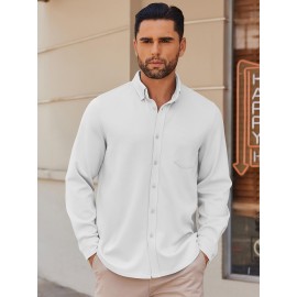 Men'S Long Sleeve Wrinkle Free Shirt Casual Button Down Shirt for Men Untucked Shirts with Pocket