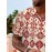 Men'S Summer Casual Print Button-Down Shirt, Polyester Fabric, Non-Stretch, Regular Fit, with Loose Hem, for Woven Lapel Collar Top