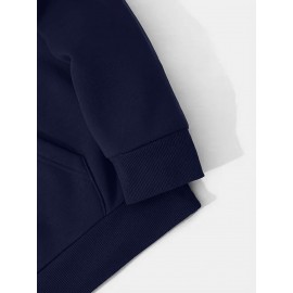 Men's Casual Hoodie, Spring/Autumn Fashion, Geometric Pattern, Knit Fabric, Regular Fit, Polyester, Stretchy, Crew Neck, 